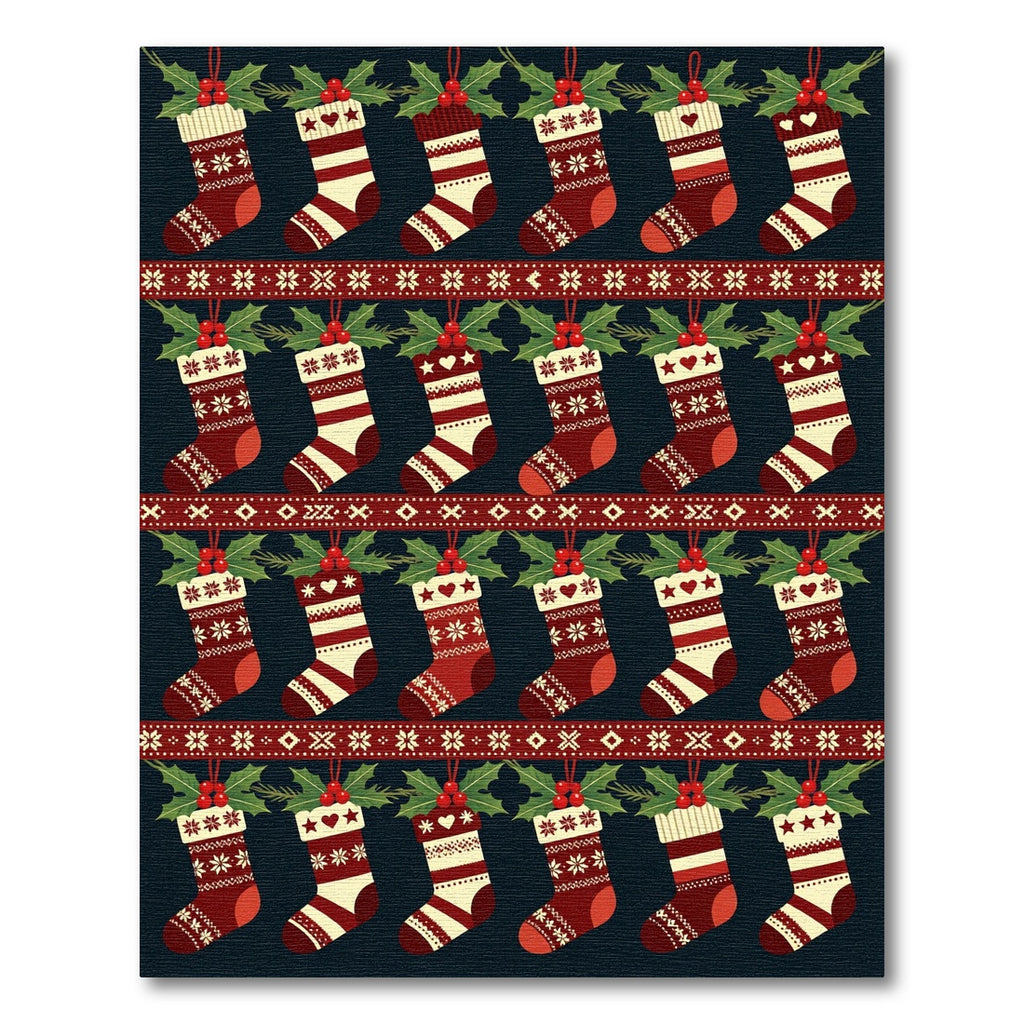 Red Cream Christmas Stocking Holiday Rug