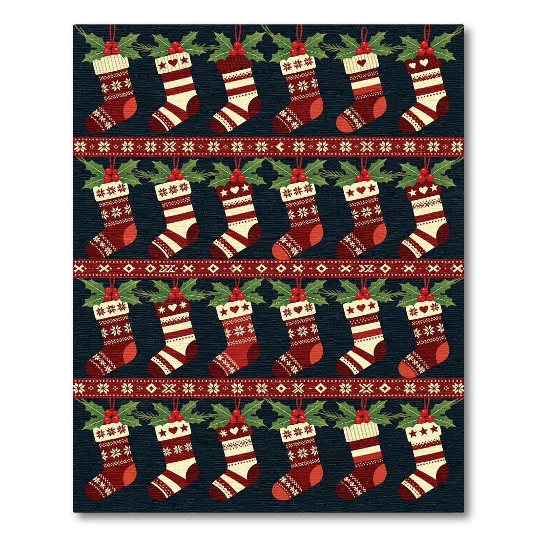 Red Cream Christmas Stocking Holiday Rug