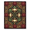 Ornate Red Gold Floral Vintage Scrolls Rug