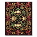 Ornate Red Gold Floral Vintage Scrolls Rug
