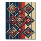 Geometric Navy Crimson Diamond Art Rug