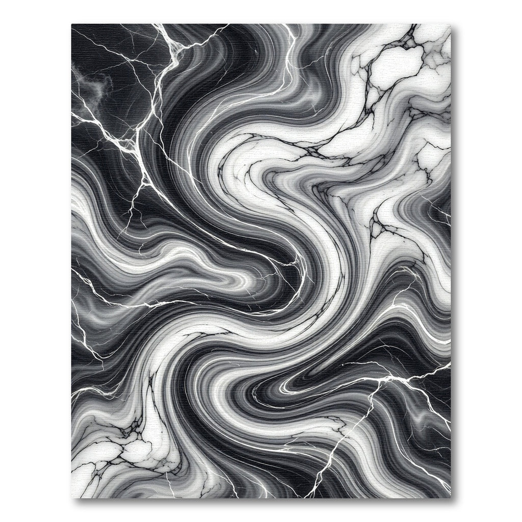Monochrome Abstract Liquid Swirl Marble Rug