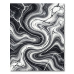 Monochrome Abstract Liquid Swirl Marble Rug