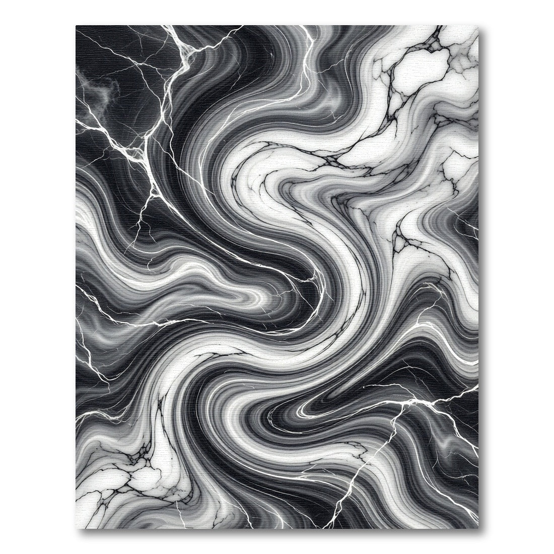 Monochrome Abstract Liquid Swirl Marble Rug