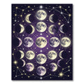 Celestial Lunar Phase Deep Violet Tapestry Rug