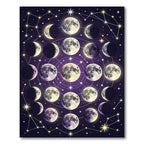 Celestial Lunar Phase Deep Violet Tapestry Rug