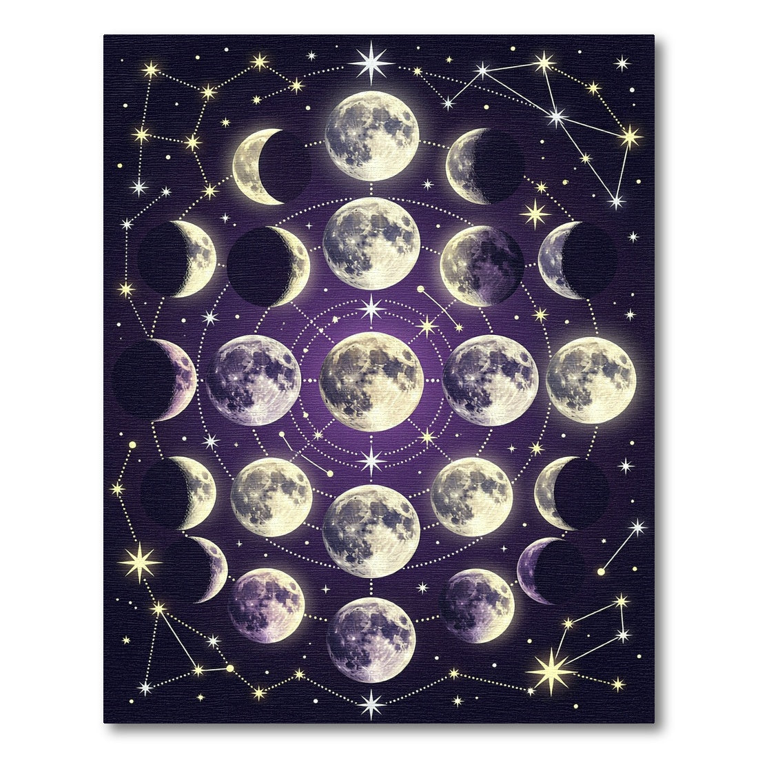 Celestial Lunar Phase Deep Violet Tapestry Rug