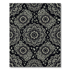 Black Gray Mandala Animal Print Rug