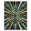 Art Deco Teal Golden Geometric Diamond Rug
