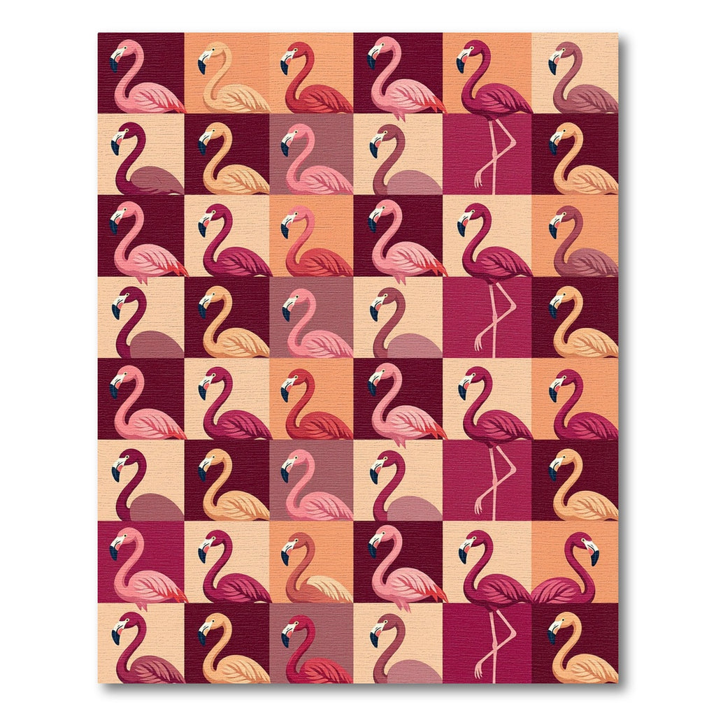 Pink Flamingo Checkerboard Pop Art Rug