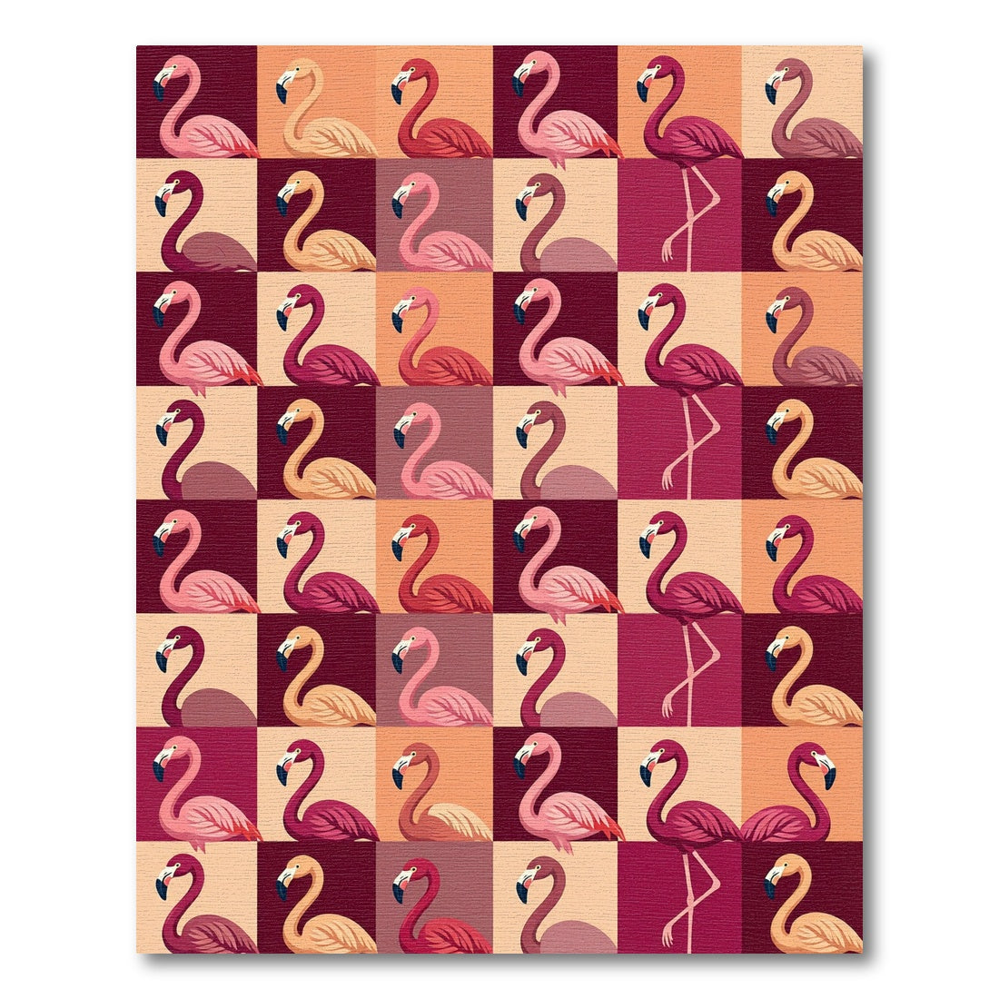 Pink Flamingo Checkerboard Pop Art Rug