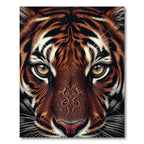 Intricate Tiger Face Brown White Stripes Rug