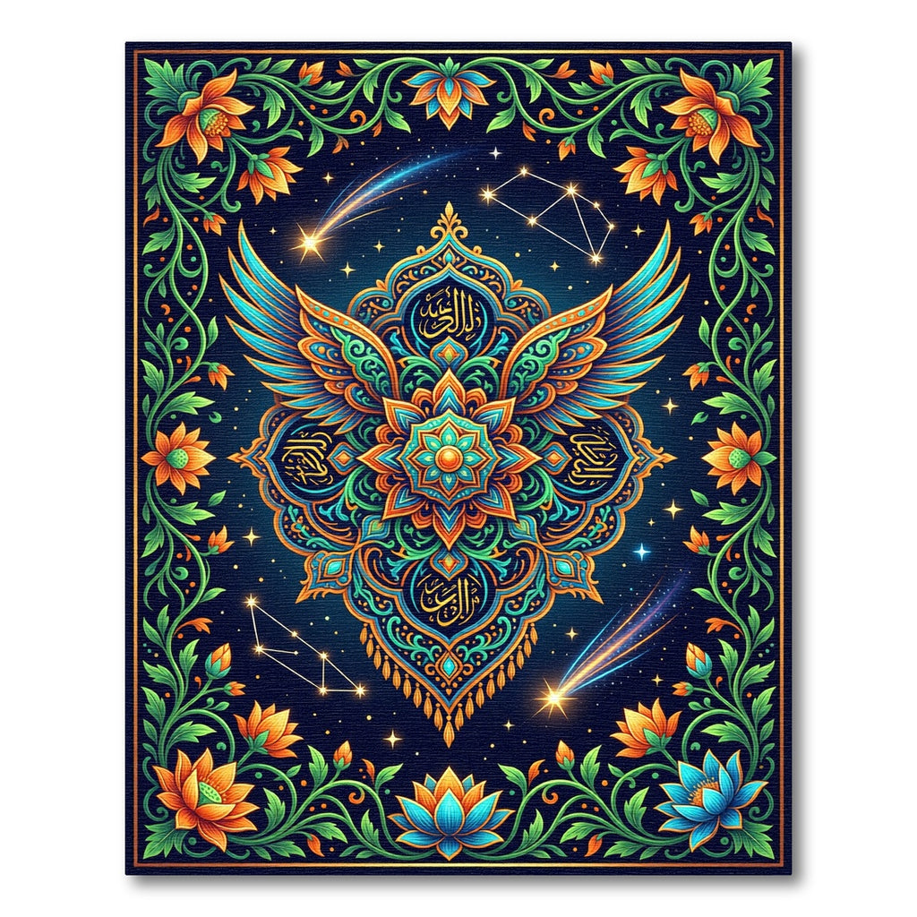Celestial Winged Mandala Starry Night Rug
