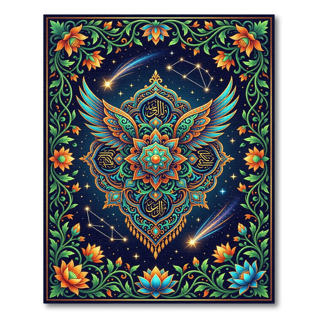 Celestial Winged Mandala Starry Night Rug