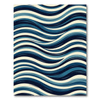 Modern Navy Blue Wavy Linear Swirl Rug