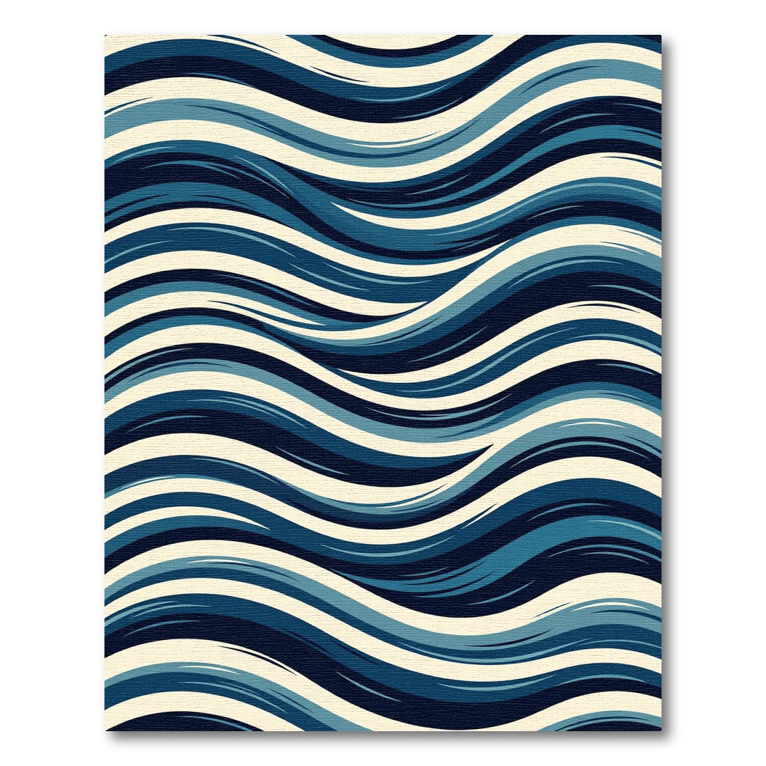 Modern Navy Blue Wavy Linear Swirl Rug