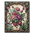 Ornate Vintage Rose and Peony Bouquet Rug