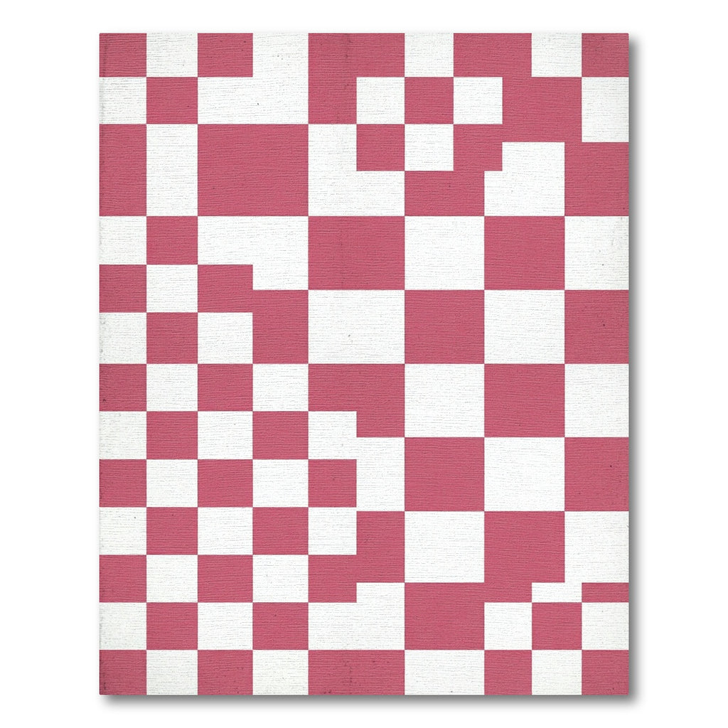 Modern Pink and White Geometric Checkerboard Rug