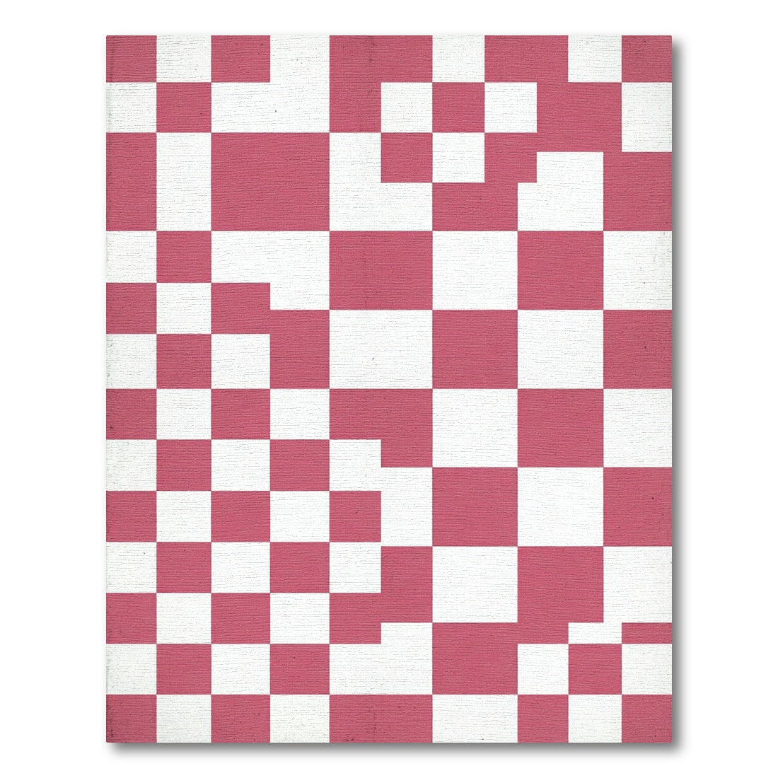 Modern Pink and White Geometric Checkerboard Rug