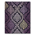Elegant Purple Gold Damask Scroll Rug
