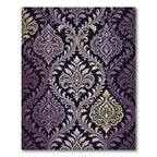 Elegant Purple Gold Damask Scroll Rug
