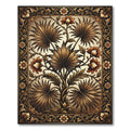 Golden Brown Botanical Floral Frame Rug