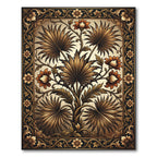 Golden Brown Botanical Floral Frame Rug