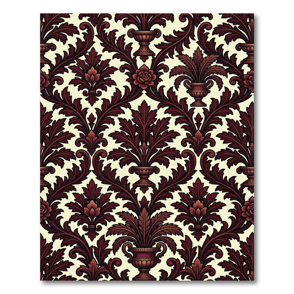 Rich Burgundy Acanthus Urn Foliage Rug