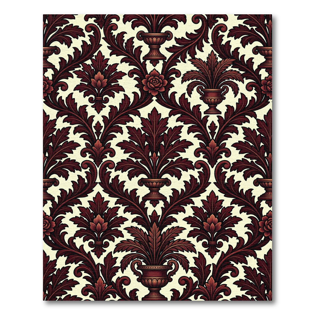 Rich Burgundy Acanthus Urn Foliage Rug