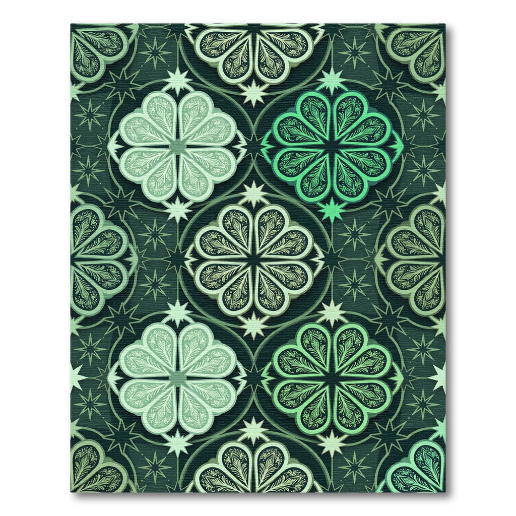 Emerald Botanical Star Clover Tile Rug