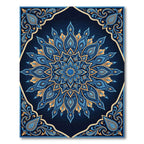 Blue Gold Paisley Mandala Floral Rug