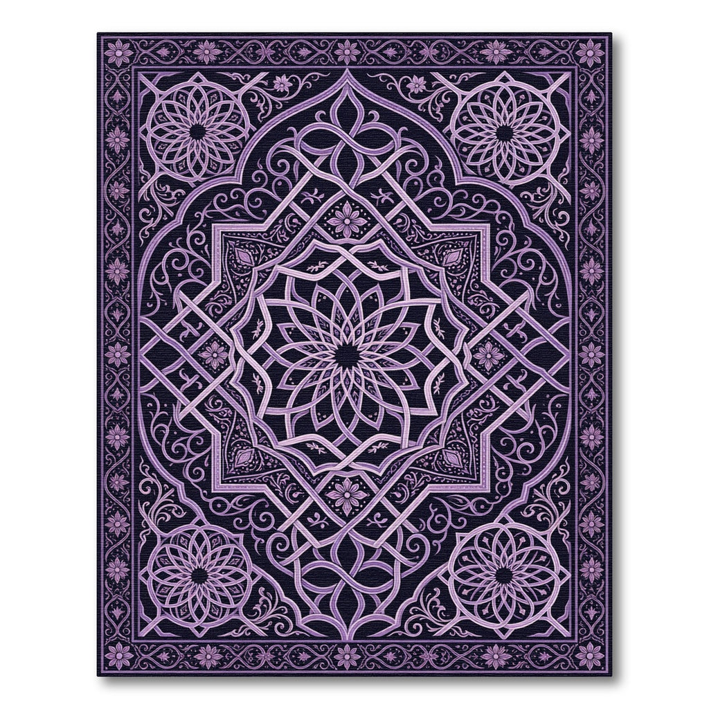 Intricate Violet Mandala Geometric Ornament Rug