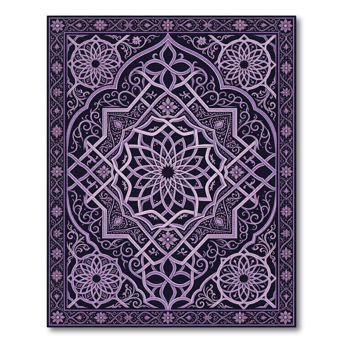 Intricate Violet Mandala Geometric Ornament Rug