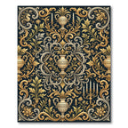 Baroque Gold Floral Urn Candelabra Rug