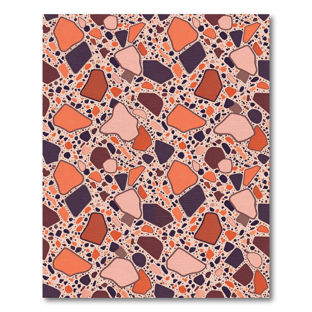 Terracotta and Plum Modern Terrazzo Abstract Rug