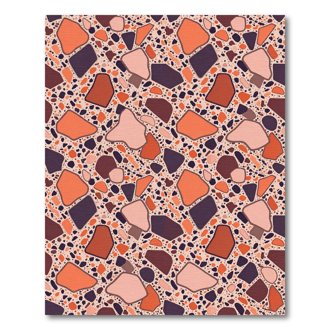 Terracotta and Plum Modern Terrazzo Abstract Rug