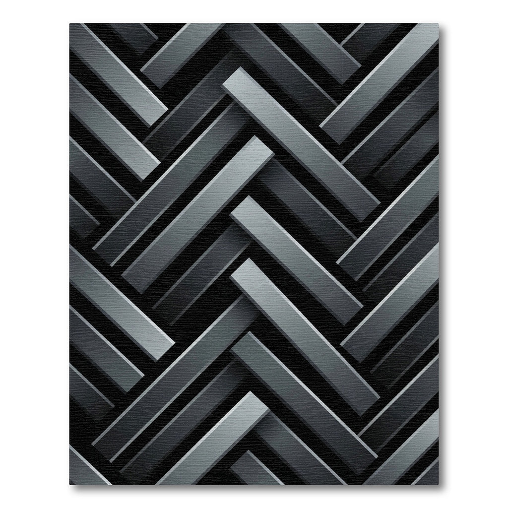 Dark Gray Herringbone Interlocking Stripes Rug