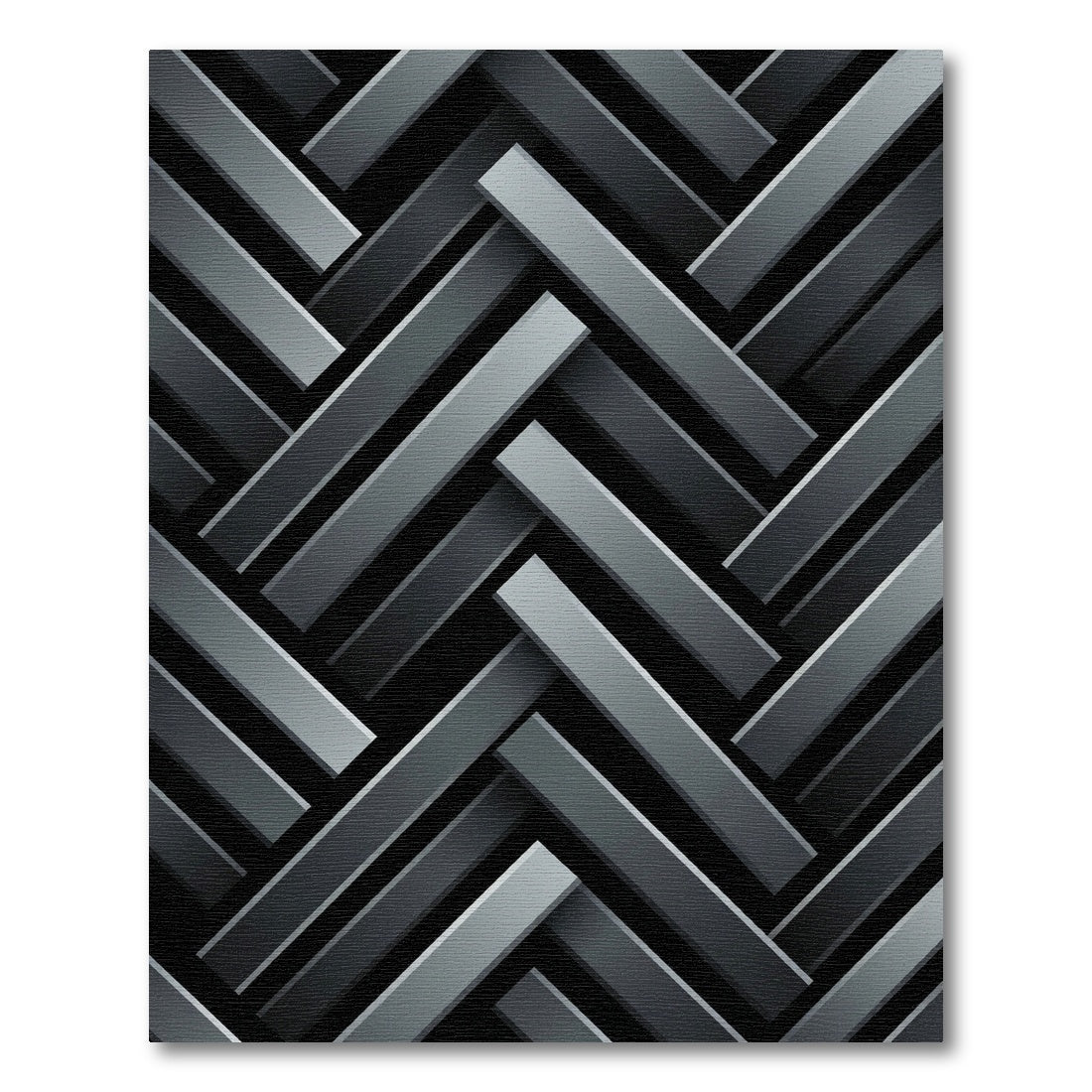 Dark Gray Herringbone Interlocking Stripes Rug