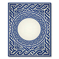 Geometric Navy Blue Greek Key Border Rug