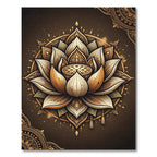 Elegant Golden Lotus Mandala Art Rug