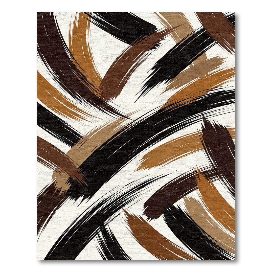 Dynamic Brown Black Brush Stroke Rug