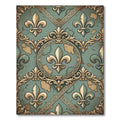 Distressed Sage Fleur-de-Lis Medallion Antique Gold Rug
