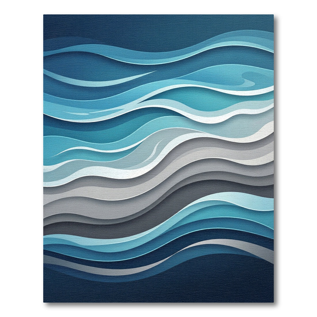 Abstract Navy and Gray Fluid Wave Rug