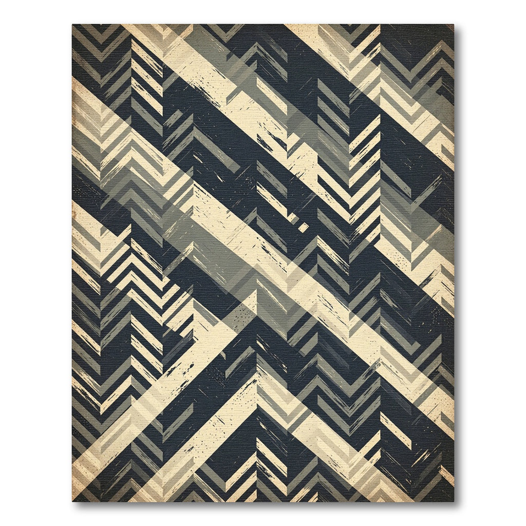 Charcoal and Cream Chevron Geometric Rug