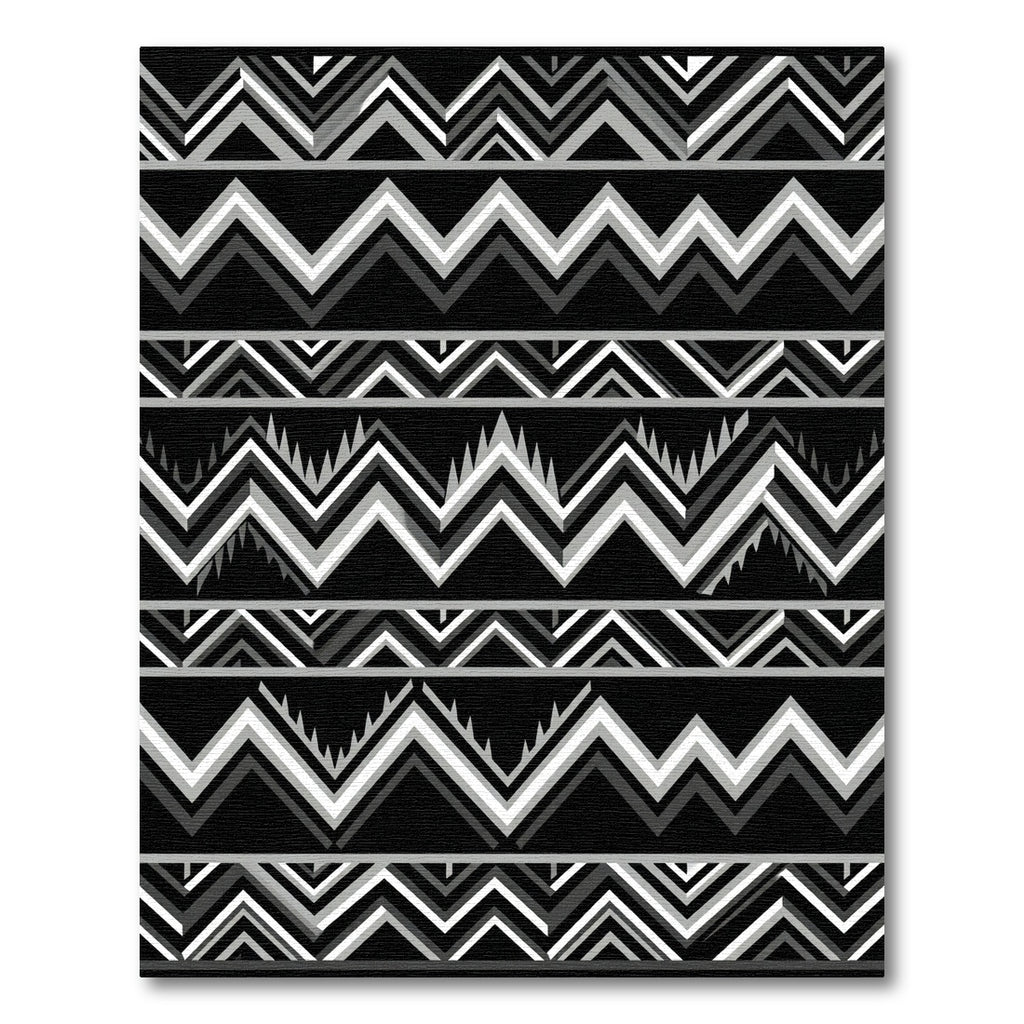 Monochromatic Black White Stripe Zigzag Rug