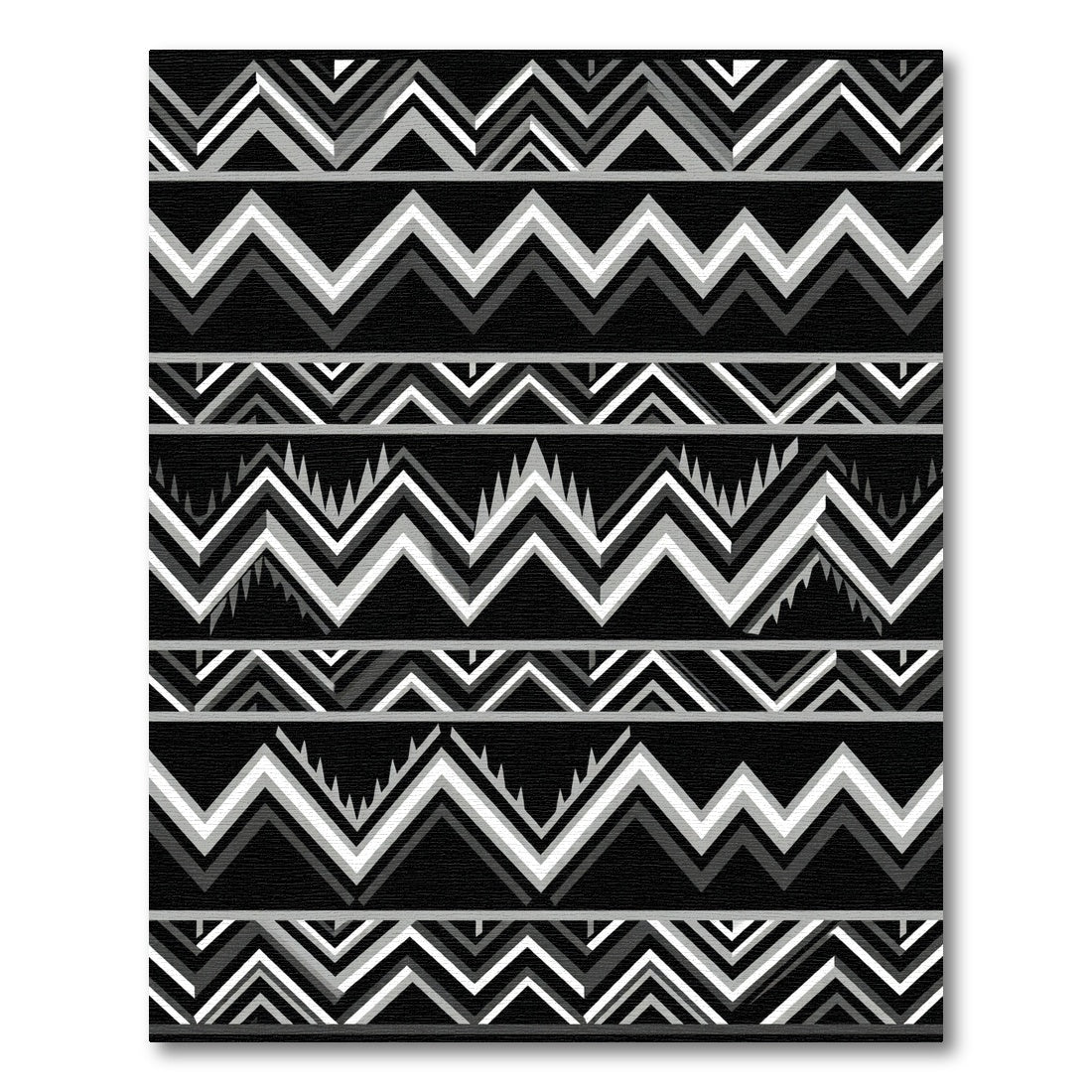 Monochromatic Black White Stripe Zigzag Rug