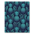 Teal Tropical Pineapple Geometric Grid Rug