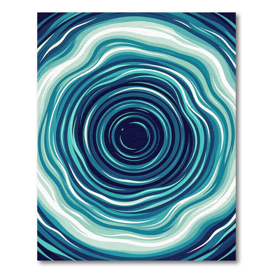 Deep Blue Circular Ocean Swirl Rug