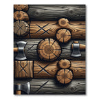 Rustic Wood Log Axe Composition Rug
