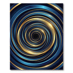 Luminous Golden Blue Abstract Vortex Rug